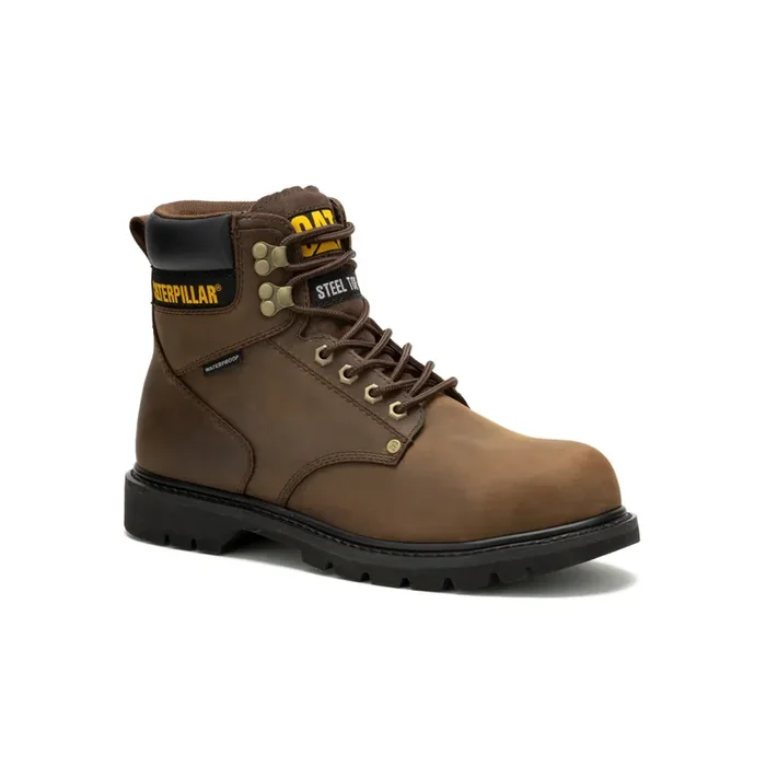 Caterpillar Men‘s Second Shift Waterproof Steel Toe Work Boot, Dark Brown, Size 10