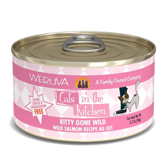 Cats in the Kitchen Originals Kitty Gone Wild Wild Salmon Recipe Au Jus Wet Cat Food, 3.2 oz.