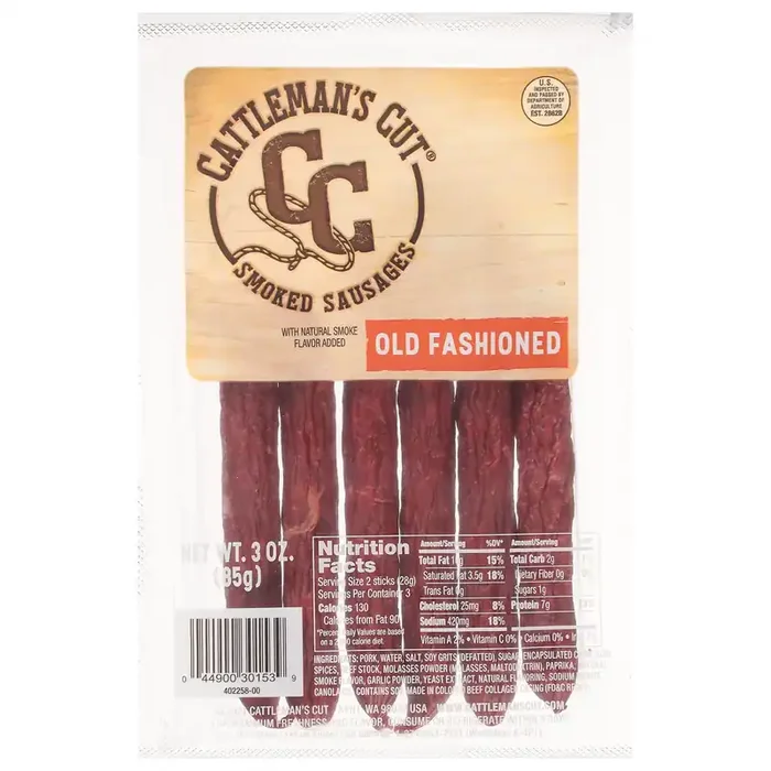 Cattleman‘s Cut Smoked Old Fashioned Natural Smoke Flavor Sausages 3 oz