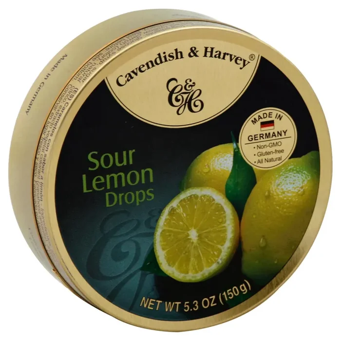 Cavendish & Harvey Holiday Sour Lemon Drops Hard Candies Tin – 5.3 oz