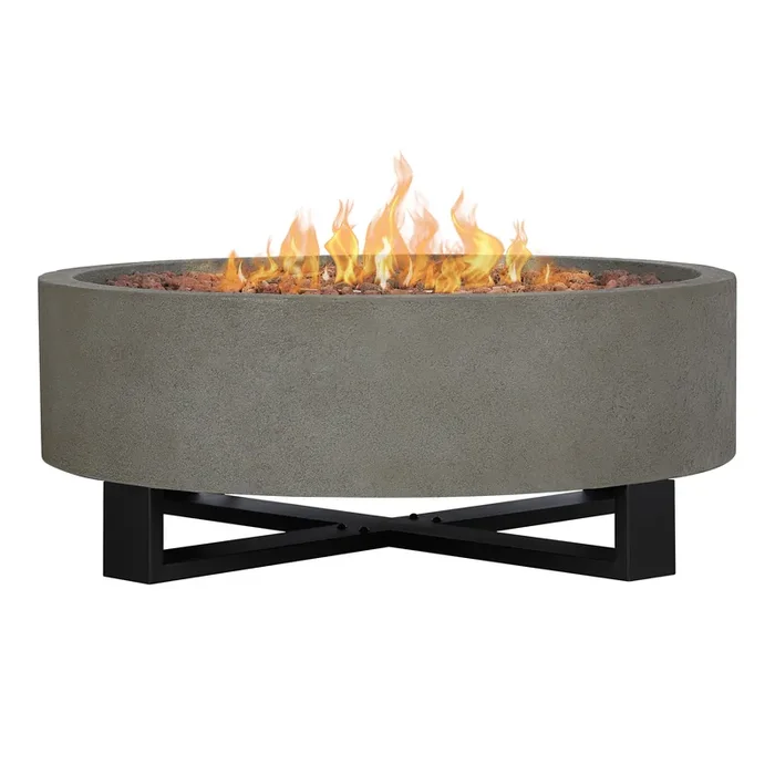 Caymen Round Glacier Gray Faux Stone Bowl Gas Fire Pit