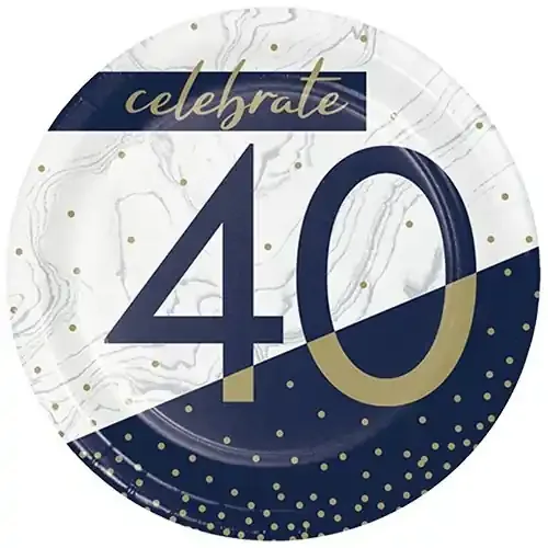 Cc – Plates 7In Milestone 40Th Navy & Gold