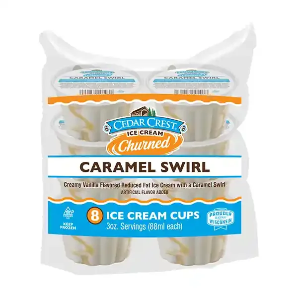 Cedar Crest Churned Caramel Swirl Reduced Fat Ice Cream Cups