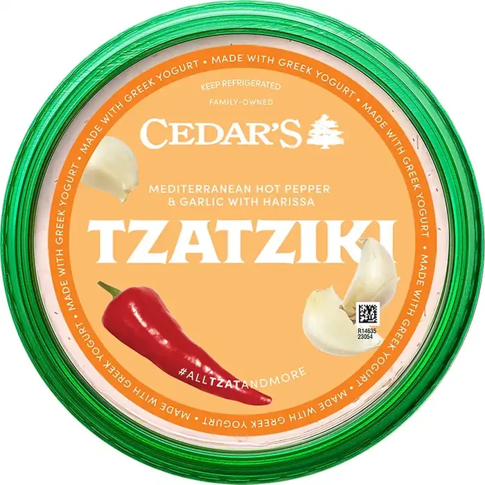 Cedar‘s Foods Mediterranean Hot Pepper and Garlic Tzatziki with Harissa – 12 oz