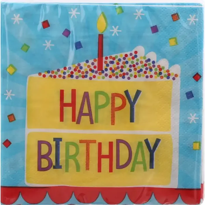 Celebrations Creative Converting Birthday Cake Beverage Napkins