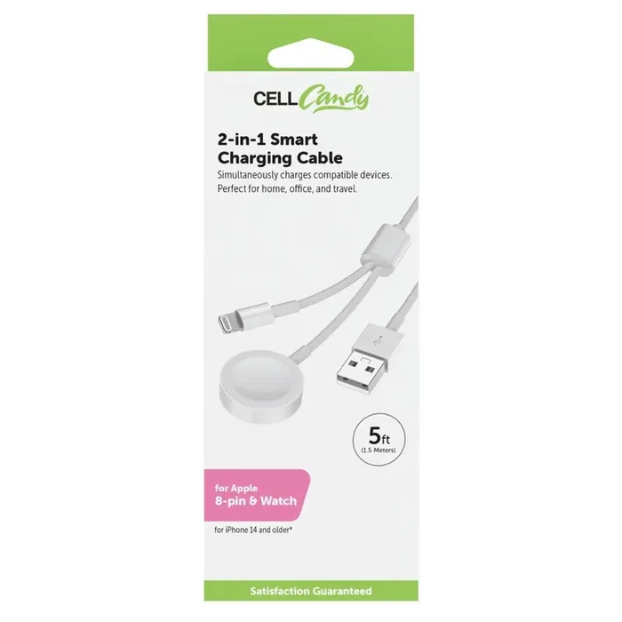 Cellcandy 2-In-1 Apple Watch Charger – White