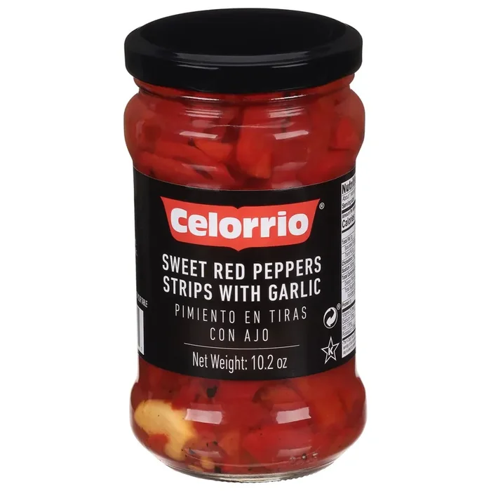 Celorrio Sweet Red Peppers Strips with Garlic 10.2 oz