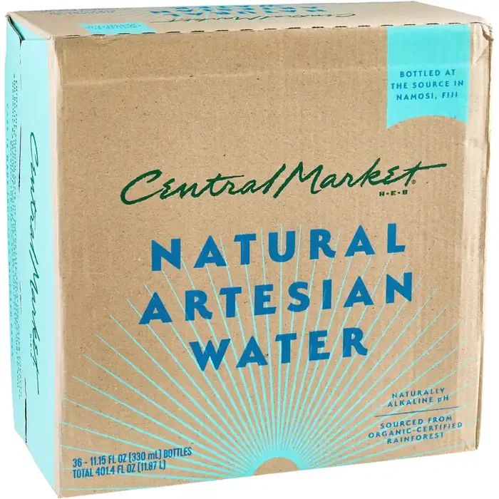 Central Market Natural Artesian Water, Plastic Bottles, 36 pack