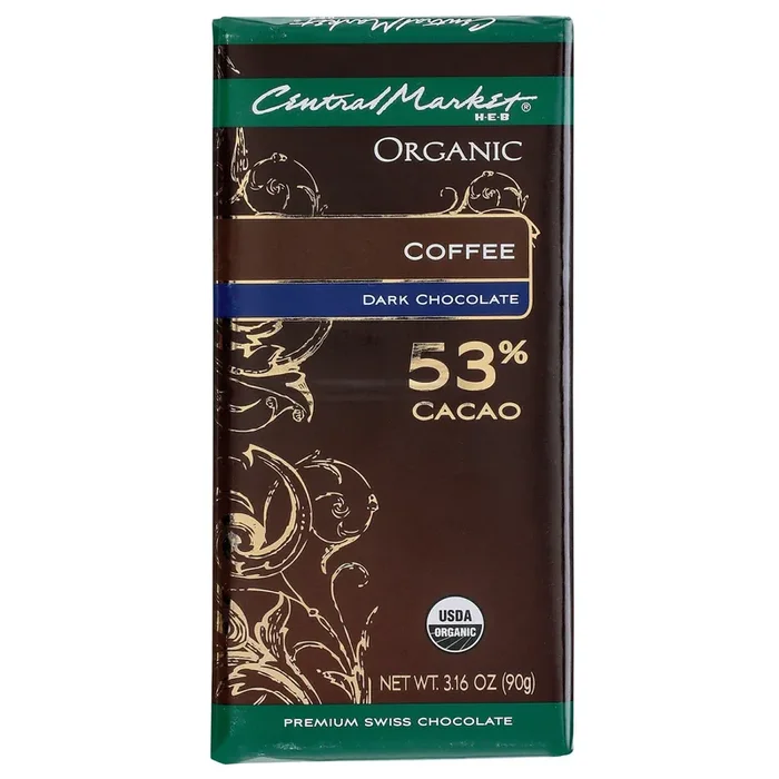 Central Market Organic 53% Cacao Dark Chocolate With Coffee