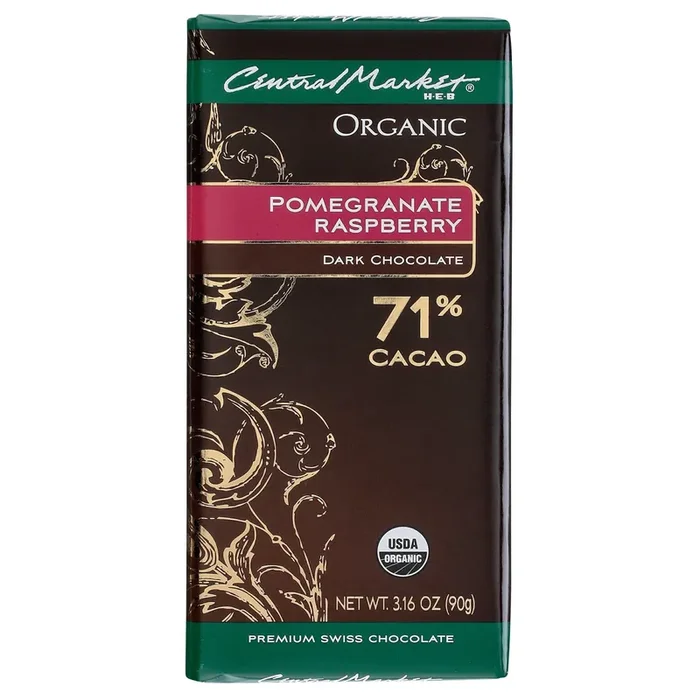 Central Market Organic 71% Cacao Pomegranate Raspberry Dark Chocolate