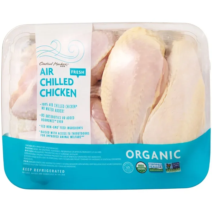 Central Market Organic Air-Chilled Chicken, Split Breast and Drumsticks
