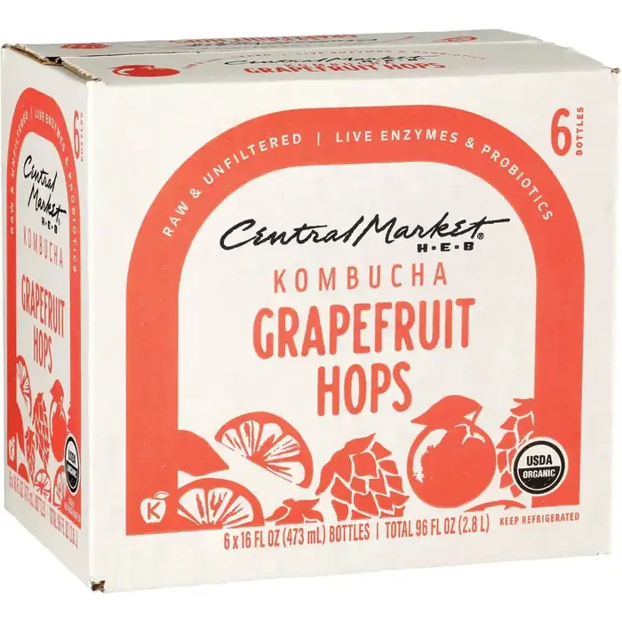 Central Market Organic Kombucha – Grapefruit Hops- 6 ct