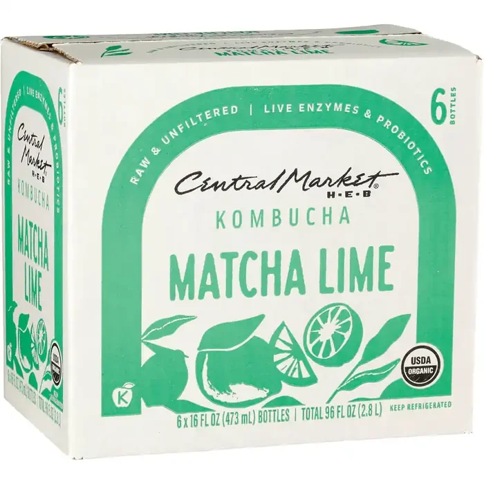 Central Market Organic Kombucha – Matcha Lime – 6 ct
