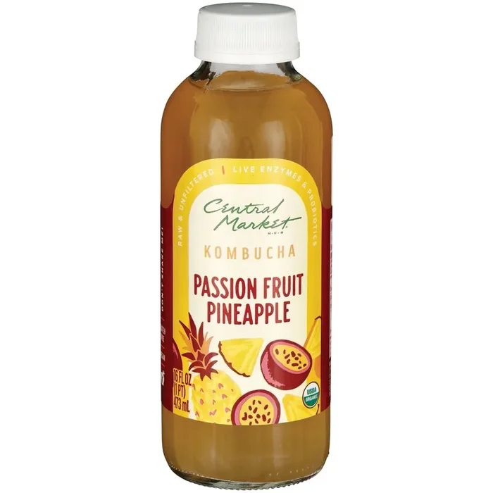Central Market Organic Kombucha – Passionfruit Pineapple – 16 oz