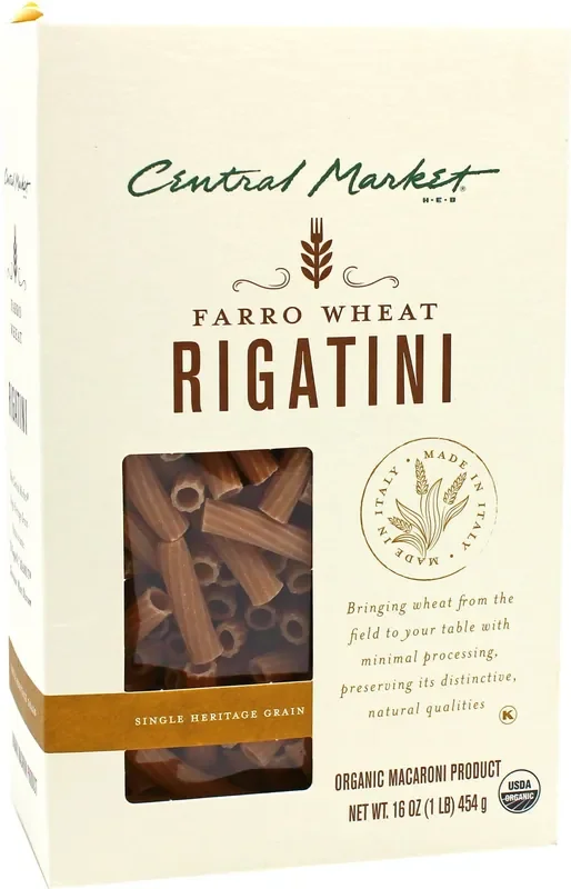 Central Market OrganicSingle Heritage GrainFarroWheatRigatini Pasta