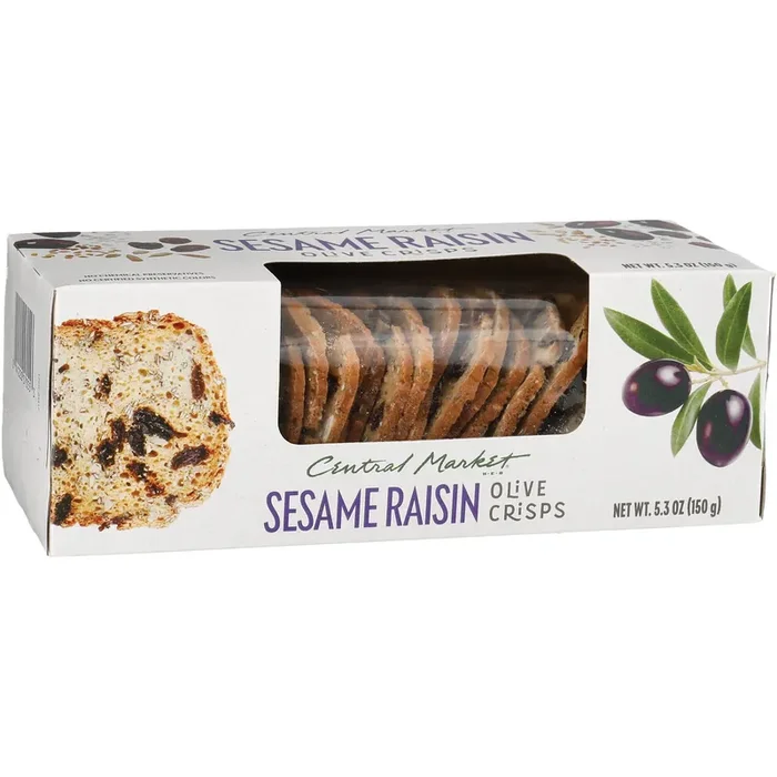 Central Market Sesame Raisin Olive Crisps