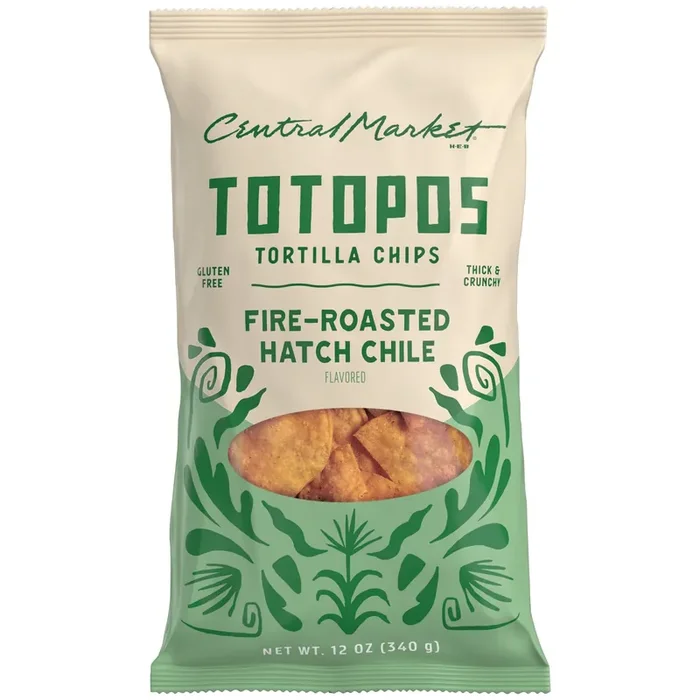 Central Market Totopos Tortilla Chips – Fire-Roasted Hatch Chile