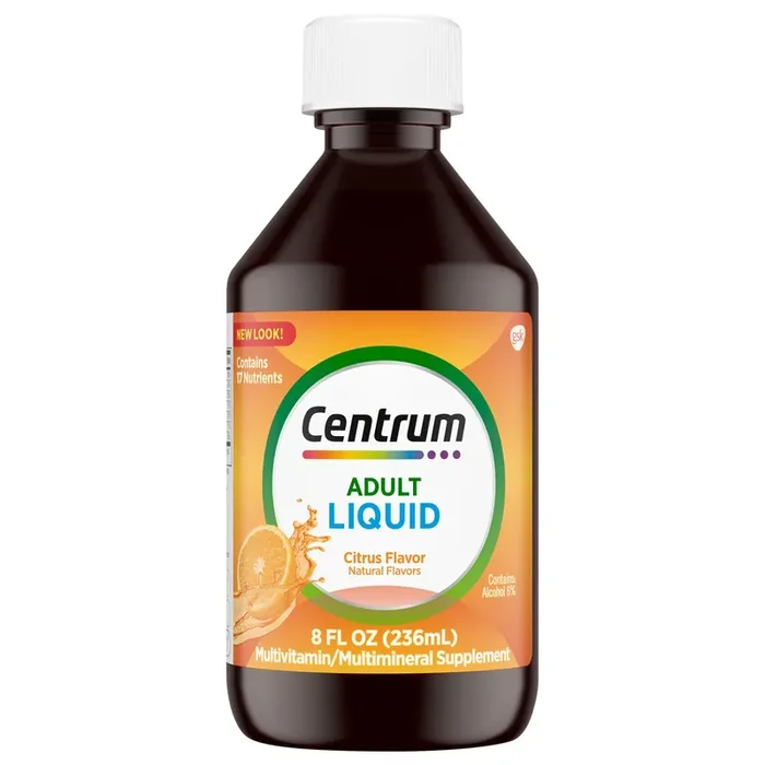 Centrum Liquid Multivitamin for Adults, Multivitamin/Multimineral Supplement with B Vitamins and Antioxidants, Citrus Flavor – 8 Fl Oz