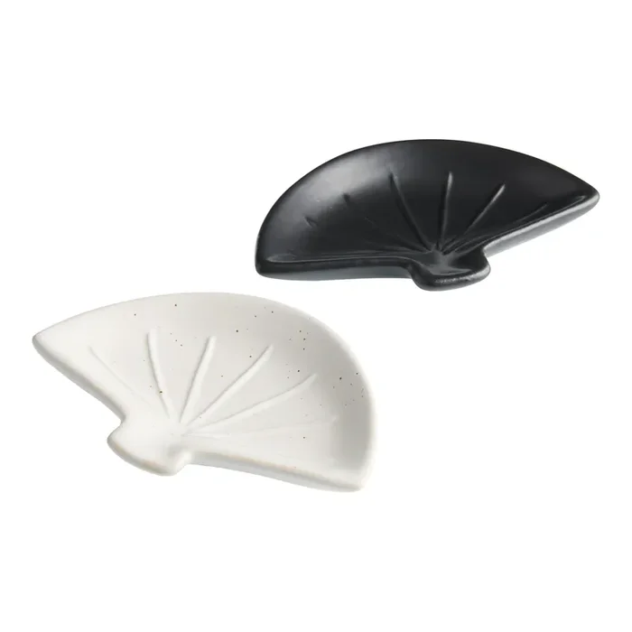 Ceramic Hand Fan Figural Tea Rest Set of 2