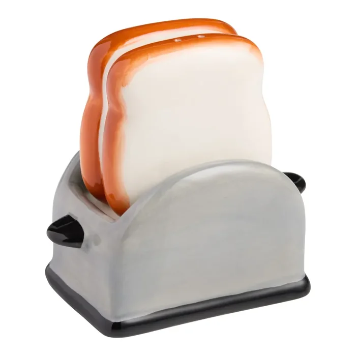 Ceramic Toast and Toaster Nesting Salt and Pepper Shaker Set
