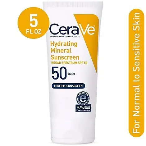 CeraVe Hydrating SPF 50 Mineral Sunscreen – 5 Oz