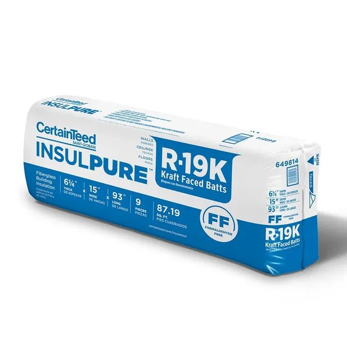 CertainTeed InsulPure R- 19 Wall Kraft faced Fiberglass Batt Insulation 87.19-sq ft ( 15-in W x 93-in L)