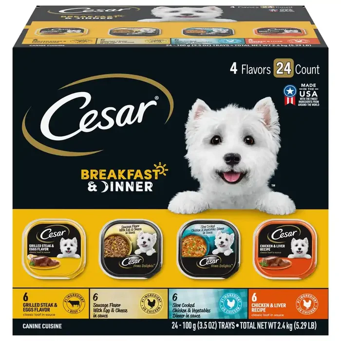 Cesar Breakfast & Dinner Canine Cuisine 24 – 3.5 oz Trays