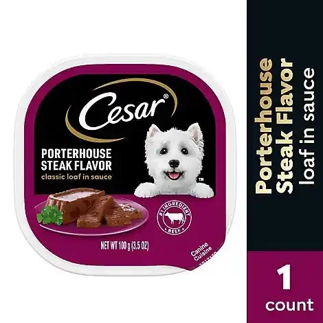 Cesar Classic Loaf In Sauce Porterhouse Steak Flavor Soft Wet Dog Food – 3.5 Oz