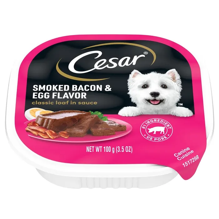 Cesar Classic Loaf in Sauce Smoked Bacon & Egg Flavor Canine Cuisine 3.5 oz