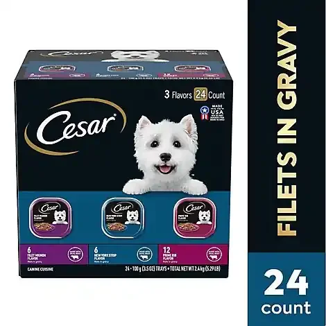 Cesar Filets In Gravy Filet Mignon New York Strip & Prime Rib Adult Wet Dog Food Vp – 24-3.5 Oz