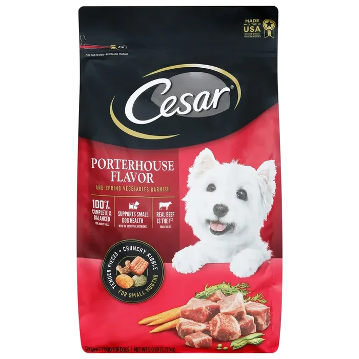 Cesar Small Breed Dry Dog Food Porterhouse Flavor And Spring Vegetables Garnish