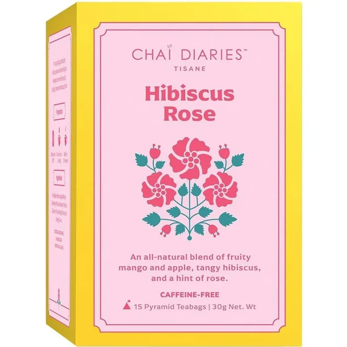 Chai Diaries Caffeine-Free Hibiscus Rose Tea Bags