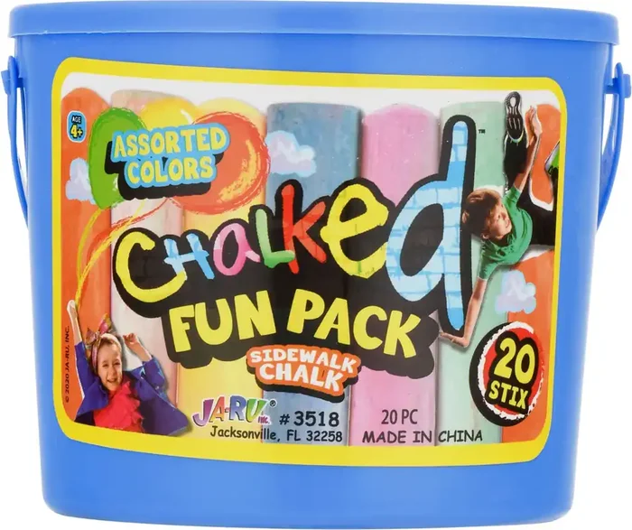 Chalked Fun Pack Assorted Colors 20 Stix Sidewalk Chalk 20 ea