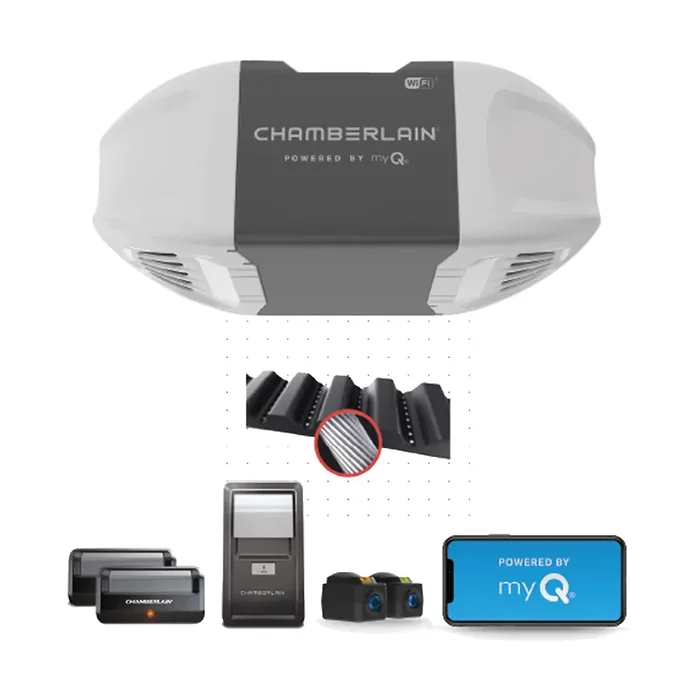 Chamberlain 1/2 HP myQ Ultra Quiet Smart Compatible Belt drive Garage Door Opener Wi-Fi Compatibility