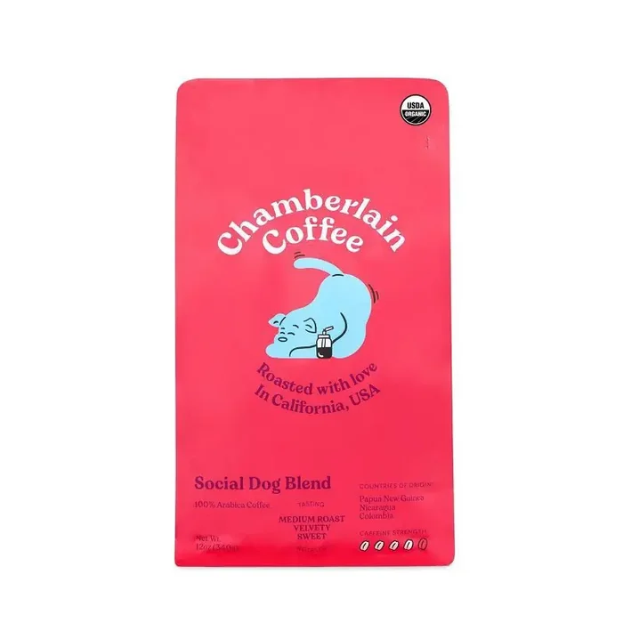 Chamberlain Coffee 100% Arabica Ground Social Dog Blend Coffee – 12 oz