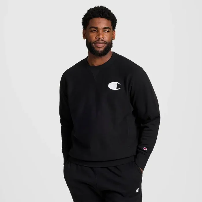 Champion Adult Sizing Iconic Embroidered Crewneck Sweatshirt – Black L