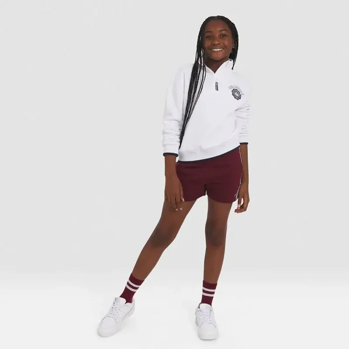 Champion Girls‘ 1/4 Zip Fleece Pullover Sweatshirt – White M