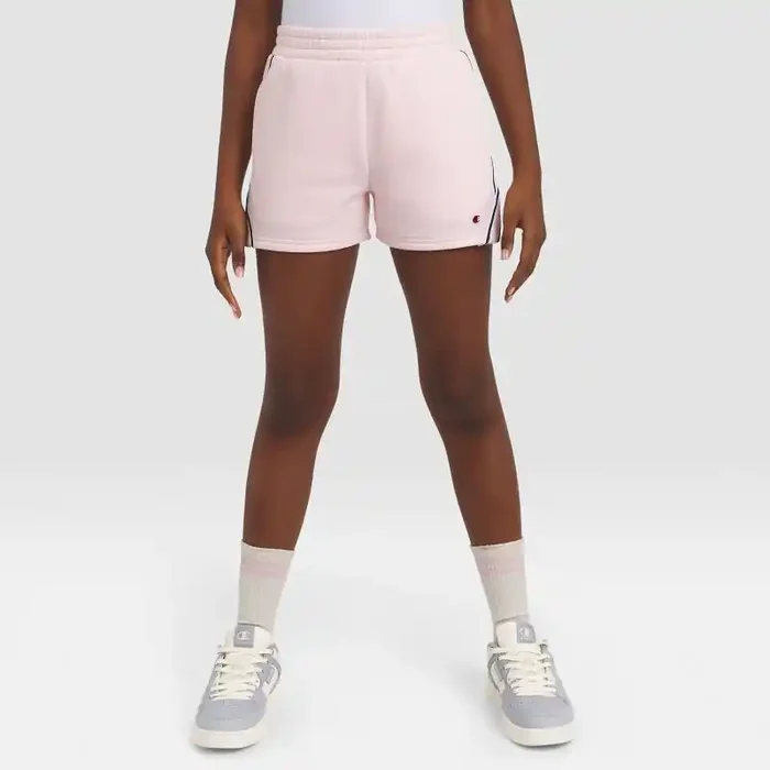Champion Girls‘ Fleece Shorts with Taping – Blush L