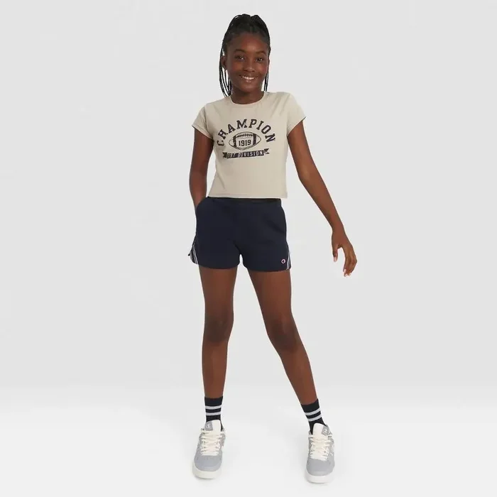 Champion Girls‘ Fleece Shorts with Taping – Dark Navy M