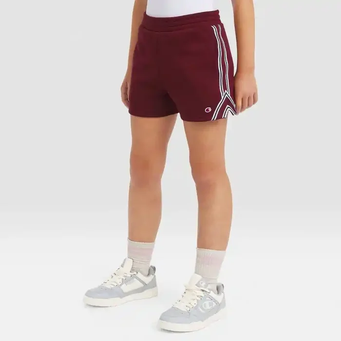 Champion Girls‘ Fleece Shorts with Taping – Wine Red M