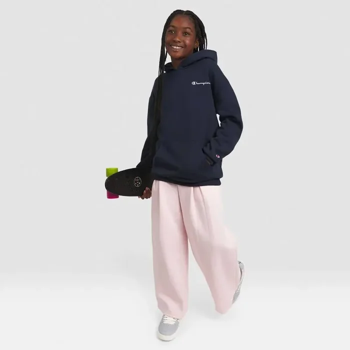 Champion Girls‘ Oversized Fleece Graphic Hoodie – Dark Navy S