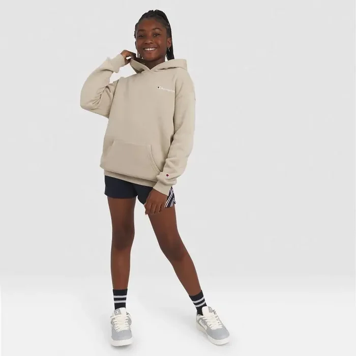 Champion Girls‘ Oversized Fleece Graphic Hoodie – Tan M