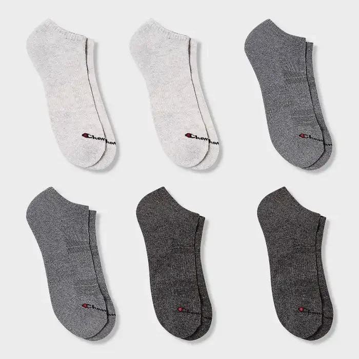 Champion Iconic Essentials Men‘s 6pk Cushion Low Cut Socks – Assorted Grays 6-12