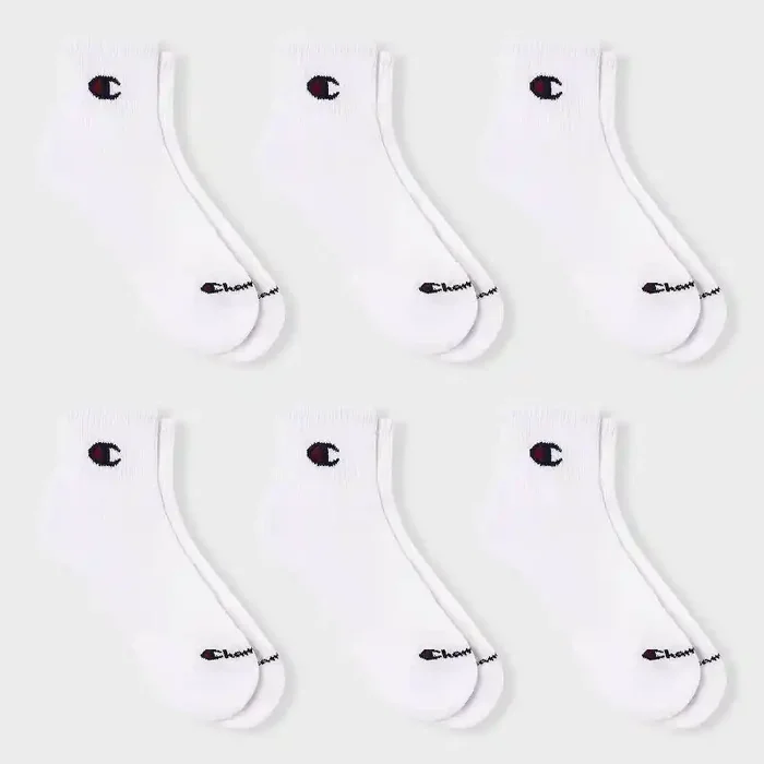 Champion Iconic Essentials Men‘s 6pk Cushion Quarter Socks – White 6-12
