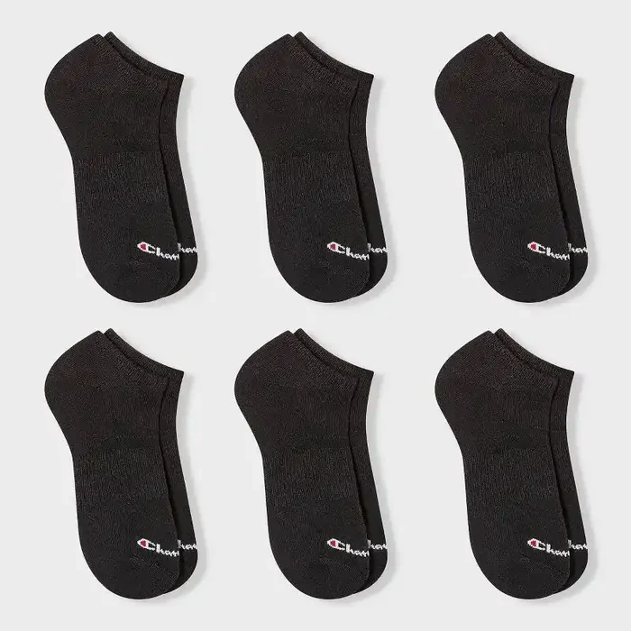 Champion Iconic Essentials Women‘s 6pk Cushioned Low Cut Socks – Black 4-10