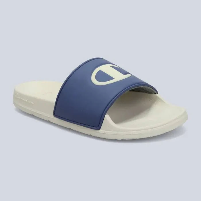 Champion Men‘s IPO Squish Slide Sandals – Blue/Off White 10