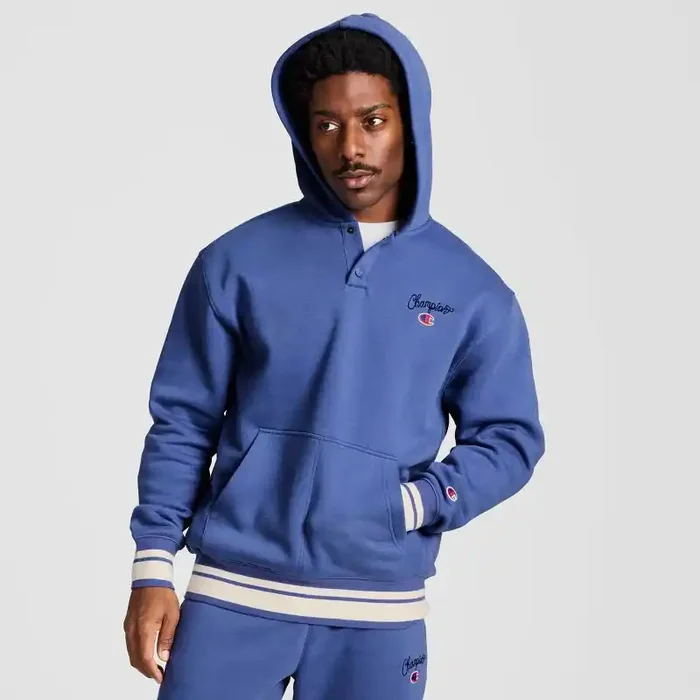 Champion Men‘s Snap Hoodie – Gray Blue XXL