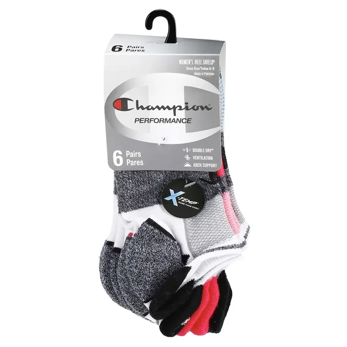 CHAMPION WMNS 6PR PERF HEEL SHLD CH309 WH 6-12