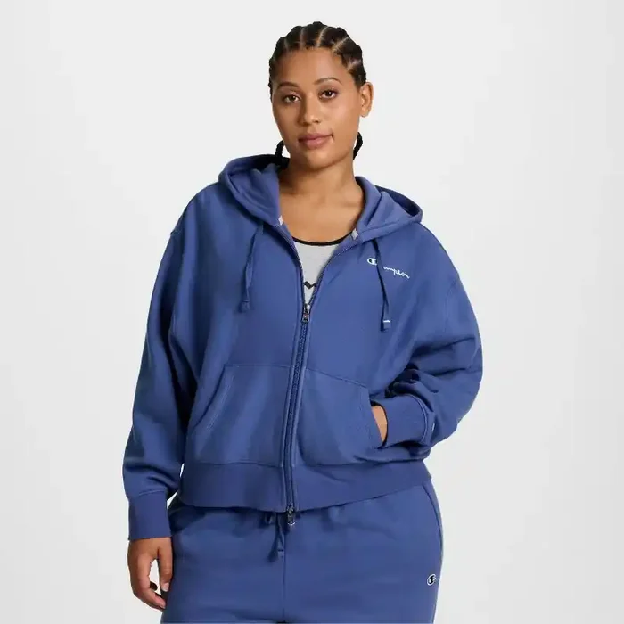 Champion Women‘s Cropped Fleece Zip-Up Sweatshirt – Blue S