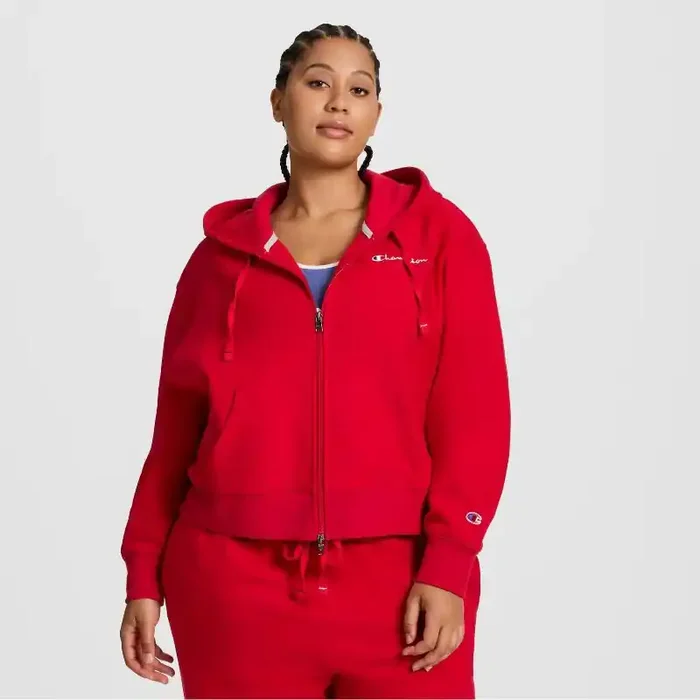 Champion Women‘s Cropped Fleece Zip-Up Sweatshirt – Red L
